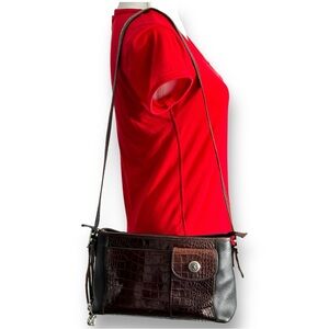 Brighton Leather Shoulder Bag Black Brown